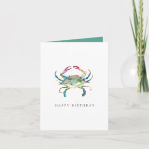 Watercolor Blue Crab Birthday Card