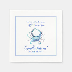 Watercolor Blue Crab Bridal Shower Napkin