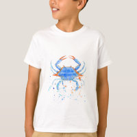 Watercolor blue crab paint splatter
