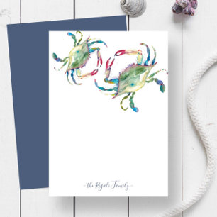 Watercolor Blue Crab Personalised Stationery Card