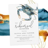 Watercolor Blue Crab Seafood Rehearsal Dinner