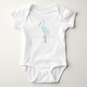Watercolor Blue Crane Baby Bodysuit