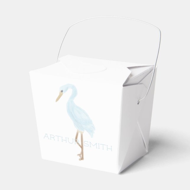 Watercolor Blue Crane Favour Box (Front Side)