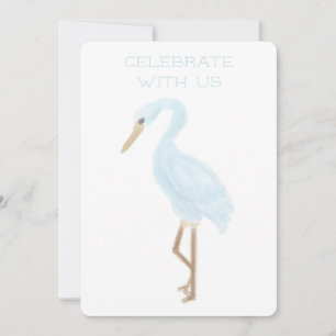 Watercolor Blue Crane Invitation