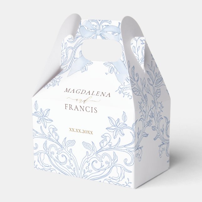  watercolor blue crest | wedding favour box (Front Side)