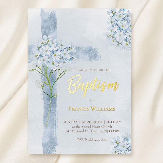 watercolor blue cross Hydrangea flowers Baptism (Creator Uploaded)