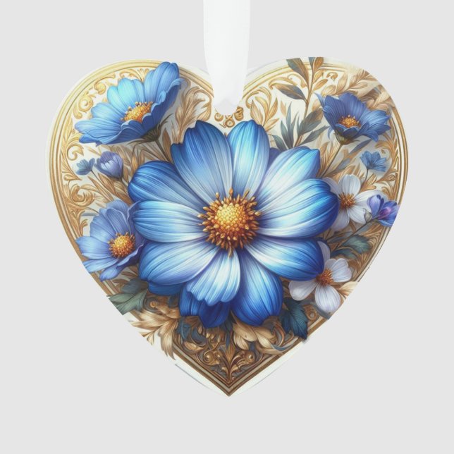 Watercolor Blue daisy  Ornament (Front)