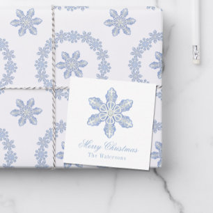 Watercolor Blue Designer Snowflake Gift Enclosure Card