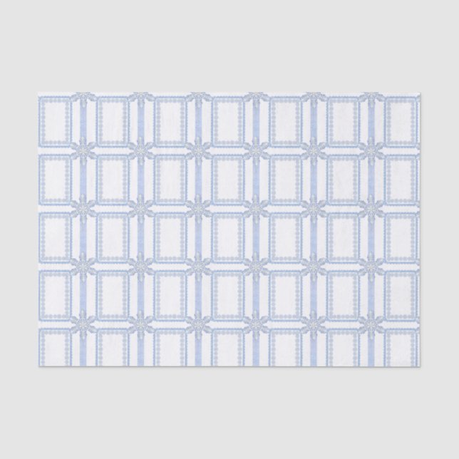 Watercolor Blue Designer Snowflake Tissue Paper (Front)