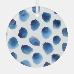 Watercolor Blue Dots: Hand Painted Seamless Glass Tree Decoration