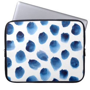 Watercolor Blue Dots: Hand Painted Seamless Laptop Sleeve