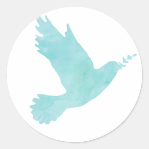 Watercolor Blue Dove Classic Round Sticker