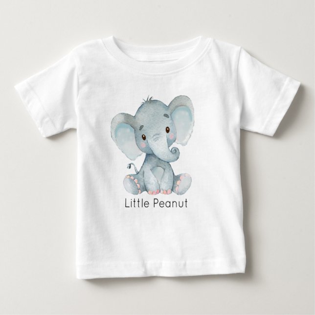 Watercolor Blue Elephant  Baby T-Shirt (Front)