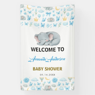 Watercolor Blue Elephant Boy’s Baby Shower Banner