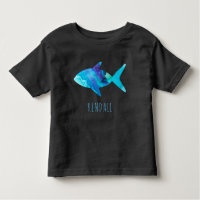 Watercolor Blue Fish Ocean Kids Personalised