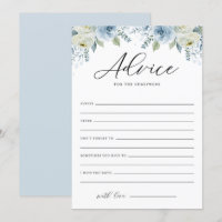 Watercolor Blue Floral Advice for the Newlyweds
