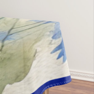 Watercolor Blue Floral Cornflower Germany large Tablecloth