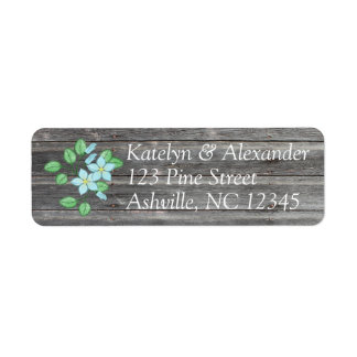 Watercolor Blue Floral Country Themed Return Address Label
