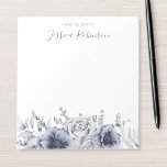 Watercolor Blue Floral Personalised Notepad<br><div class="desc">Elegant modern floral notepad featuring dusty blue whimsical watercolor flowers like roses,  anemones and foliage with handwritten calligraphy.</div>