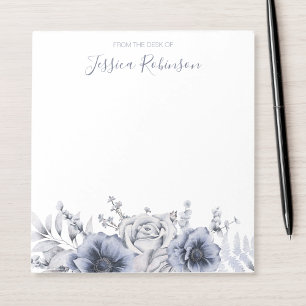 Watercolor Blue Floral Personalised Notepad