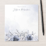 Watercolor Blue Floral Personalised Notepad<br><div class="desc">Elegant modern floral notepad featuring dusty blue whimsical watercolor flowers like roses,  anemones and foliage with handwritten calligraphy.</div>
