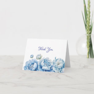 Watercolor Blue Floral Thank You Card