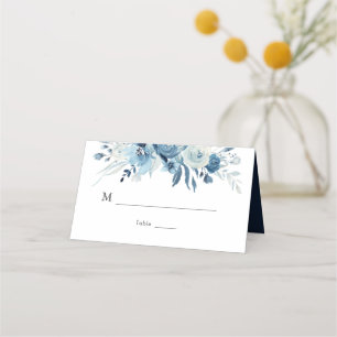 Watercolor blue floral wedding place card