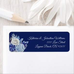 Watercolor Blue Flower Bouquet-Wedding- Return Address Label