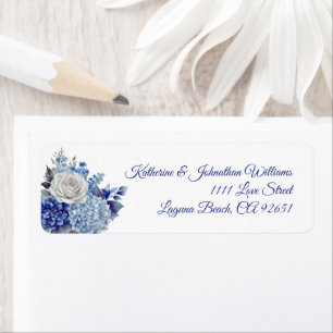 Watercolor Blue Flower Bouquet-Wedding- Return Address Label