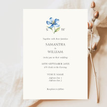 Watercolor Blue flower Wedding