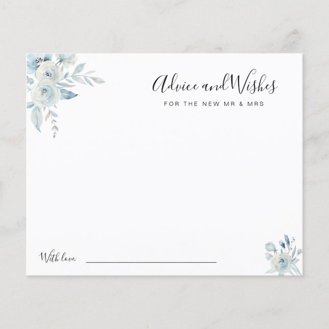 watercolor blue flowers advice and wishes card (Front)