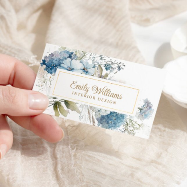 Watercolor Blue Flowers Business Card (Creator Uploaded)