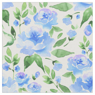 Watercolor blue flowers fabric