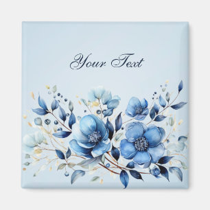 Watercolor Blue Flowers Magnet