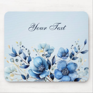 Watercolor Blue Flowers Mousepad