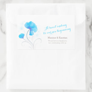 Watercolor blue flowers wedding chocolate favours rectangular sticker