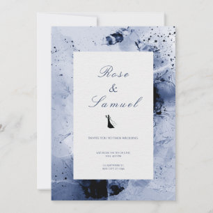 Watercolor Blue Flowers Wedding Inv Invitation