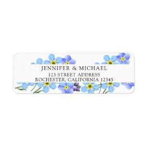 Watercolor blue forget me not floral return address label