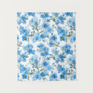 Watercolor Blue Forget Me Not Flower Pattern Tapestry