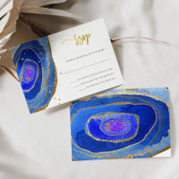 Watercolor Blue Geode with Gold | Wedding