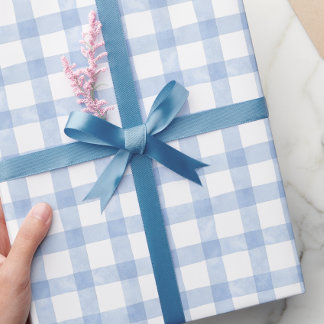 Watercolor Blue Gingham Wrapping Paper