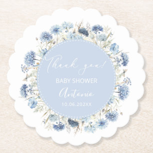  Watercolor  Blue girl  Boy baby shower  Paper Coaster