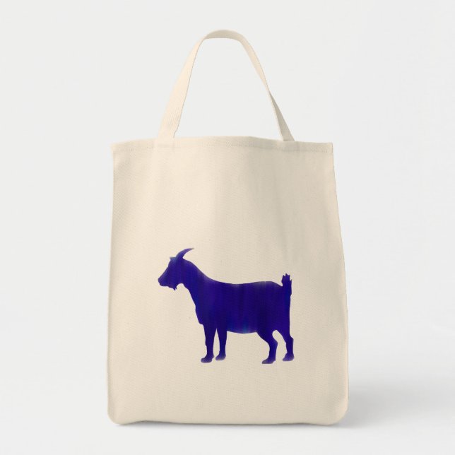 Watercolor Blue Goat Tote Bag (Front)