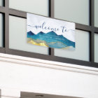 Watercolor Blue Gold Foil Mountain Wedding Welcome
