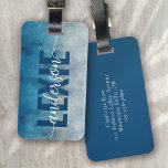 Watercolor Blue Gold Glitter Calligraphy Luggage Tag<br><div class="desc">Level up your luggage with this gorgeous personalised luggage tag</div>
