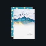 Watercolor Blue Gold Mountains Wedding Advice Card<br><div class="desc">Modern Vintage Elegant Wedding Advice Card Template - Blue Green and Faux Gold Foil Watercolor Mountains Landscapes Scenery.

These Designs Can Be Personalised For Your Special Occasion And Would Be Perfect For Your Wedding,  Bridal Shower,  Engagement Party,  Birthday Party And Many More Special Occasions.</div>