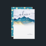 Watercolor Blue Gold Mountains Wedding Advice Card<br><div class="desc">Modern Vintage Elegant Wedding Advice Card Template - Blue Green and Faux Gold Foil Watercolor Mountains Landscapes Scenery.

These Designs Can Be Personalised For Your Special Occasion And Would Be Perfect For Your Wedding,  Bridal Shower,  Engagement Party,  Birthday Party And Many More Special Occasions.</div>