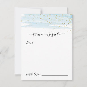 Watercolor Blue & Gold Sparkle Time Capsule Cards