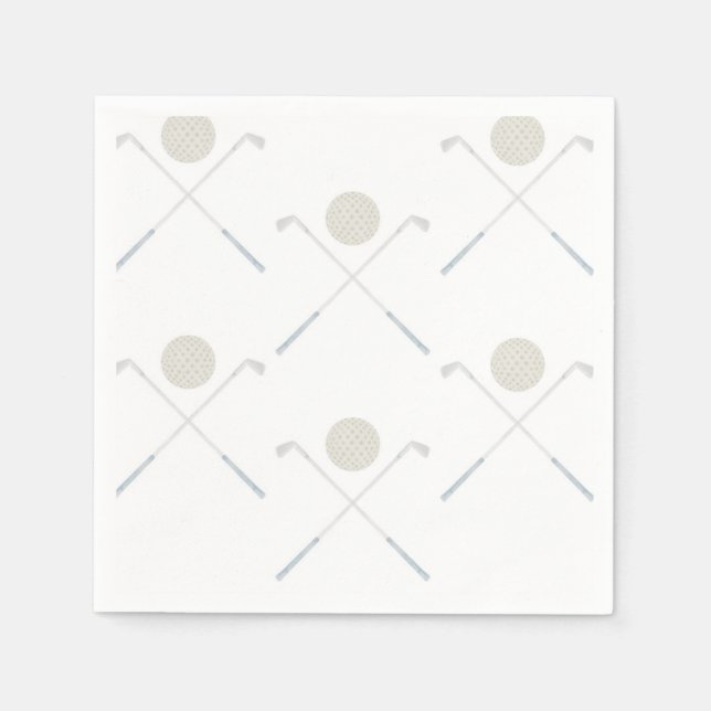 Watercolor Blue Golf Birthday Party  Napkin (Front)