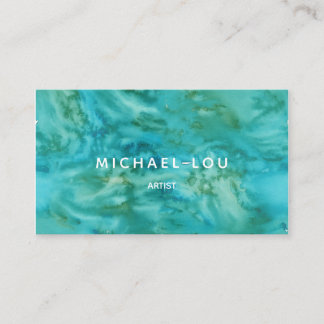Watercolor Blue Green Artistic Minimal Business Card